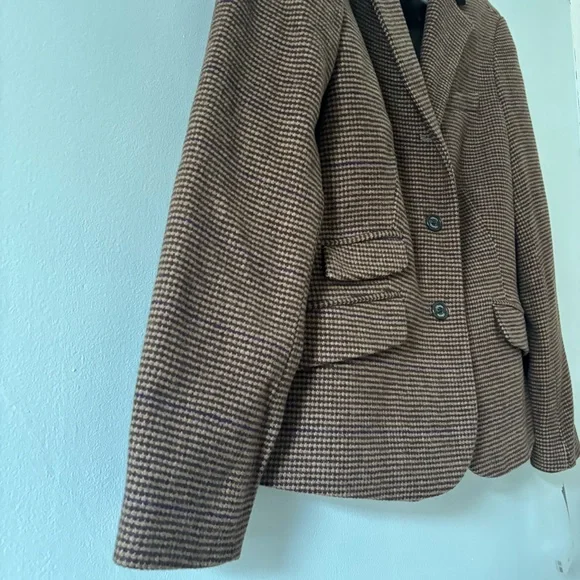 NWT Women’s Chaps Tan Houndstooth Blazer size 14 - Picture 5 of 9